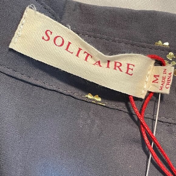 Solitaire Women's Medium Gray artisan Metallic Floral High-Low Button-Up Tunic S - Picture 4 of 8